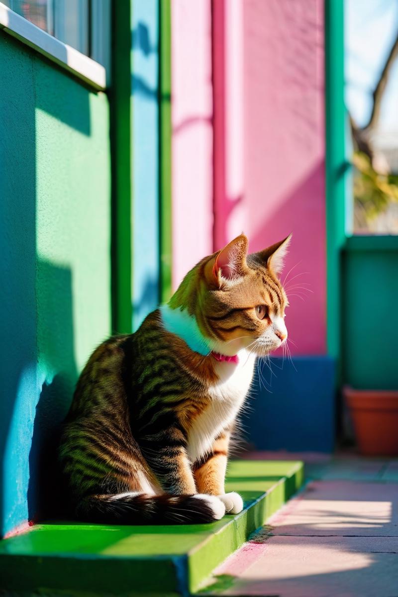 11859-2045163800-Street documentary photography,tilted sunlight,clean and transparent image,comfortable color matching,a cat squatting on a green.png